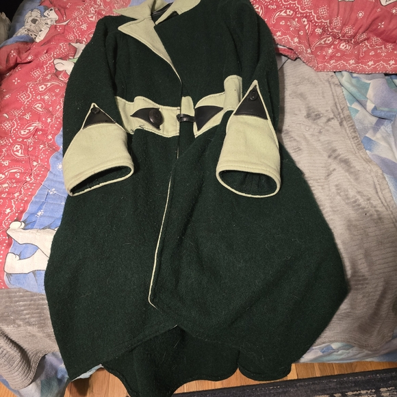 Elegant Green and Cream Women's Coat